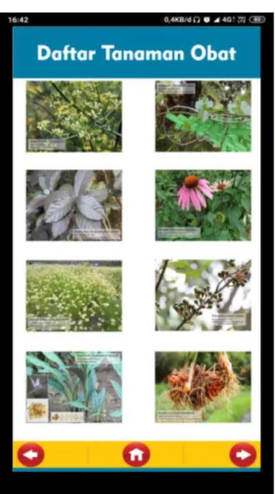 Gambar 4. Halaman daftar tanaman obat  3.1.3 Halaman daftar tanaman, foto dan video 