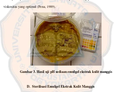 Gambar 3. Hasil uji pH sediaan emulgel ekstrak kulit manggis 