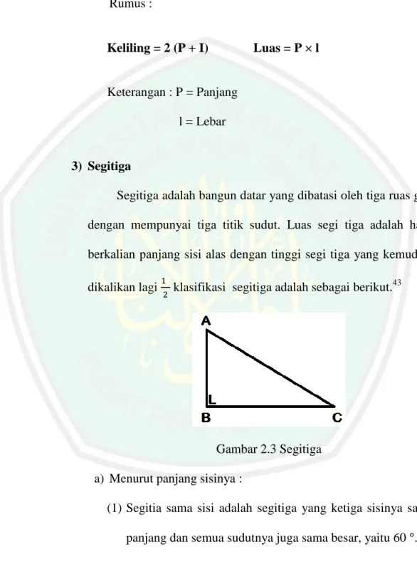 Gambar 2.3 Segitiga  a)  Menurut panjang sisinya : 