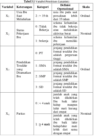 Tabel 3.1 Variabel Penelitian (Lanjutan) 