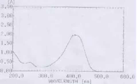 Gambar 4. Hasil scan panjang gelombang maksimum kurkuminoid menggunakanspektrofotometer
