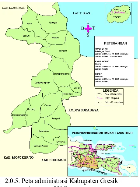 Gambar  2.0.5. Peta administrasi Kabupaten Gresik 