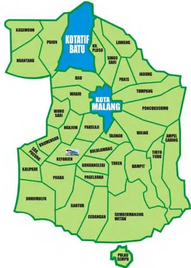 Gambar 4.1 Peta Administratif Kabupaten  Malang (IPB, n.d.) 