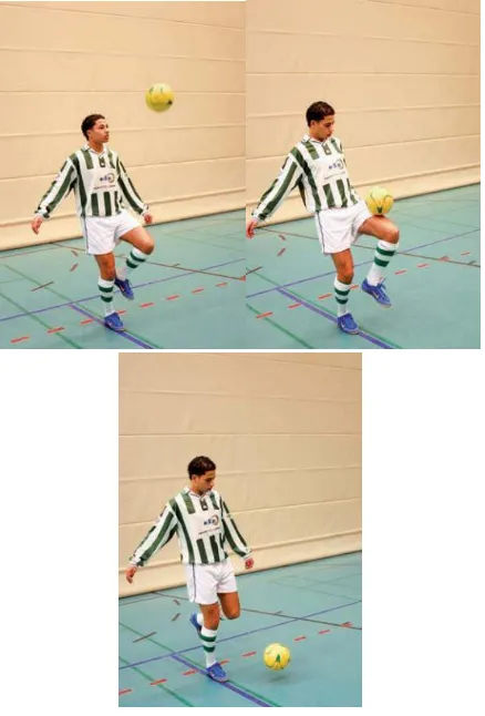 gambar 0.1 Teknik control bola menggunakan paha Sumber: (Engler, 2011) 