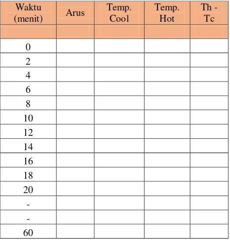 Tabel 3.1 Lembar Pengujian Performa TEC 