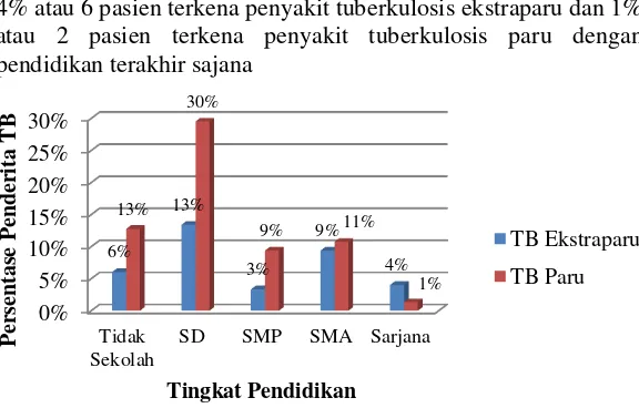 Gambar 4.1 Deskripsi Tingkat Pendidikan Pasien Tuberkulosis RSUD Syarifah Ambami Rato Ebu dibedakan menjadi tiga yaitu pasien yang tidak bekerja, bekerja sebagai PNS, dan pekerja swasta