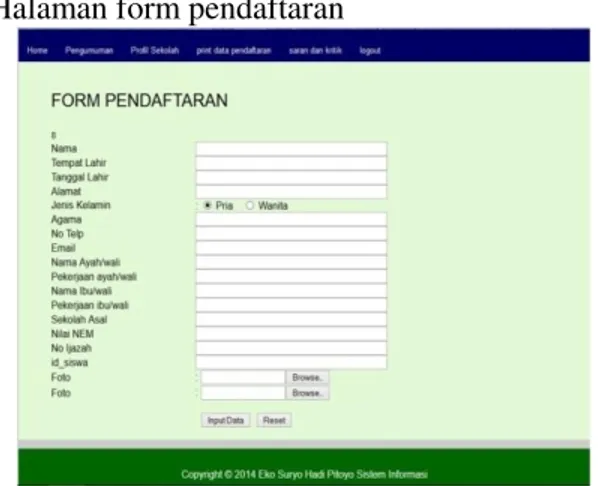 Gambar 1.8. Halaman Form Pendaftaran  Siswa Baru 