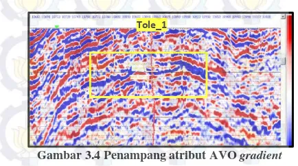Gambar 3.3 Penampang seismik atribut AVO intercept 