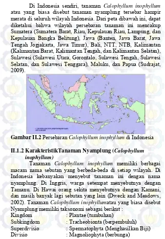 Gambar II.2  Persebaran Calophyllum inophyllum di Indonesia 