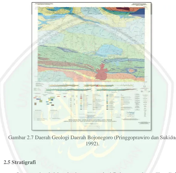Gambar 2.7 Daerah Geologi Daerah Bojonegoro (Pringgoprawiro dan Sukido,  1992). 