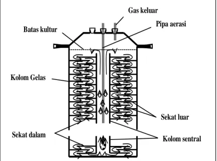 Gambar 1. Diagram fotobioreaktor tubular berpenyekat. 