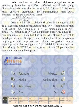 Gambar 3.11 Software Autogasitalia Suite PJ 