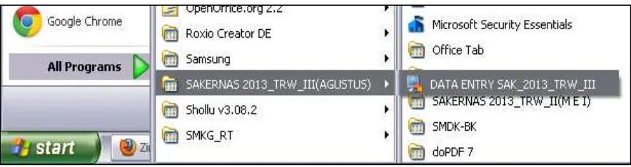 Gambar 4. Entry Sakernas Agustus 2013 melalui start menu 