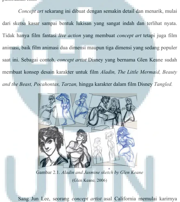 Gambar 2.1. Aladin and Jasmine sketch by Glen Keane  (Glen Keane, 2006) 