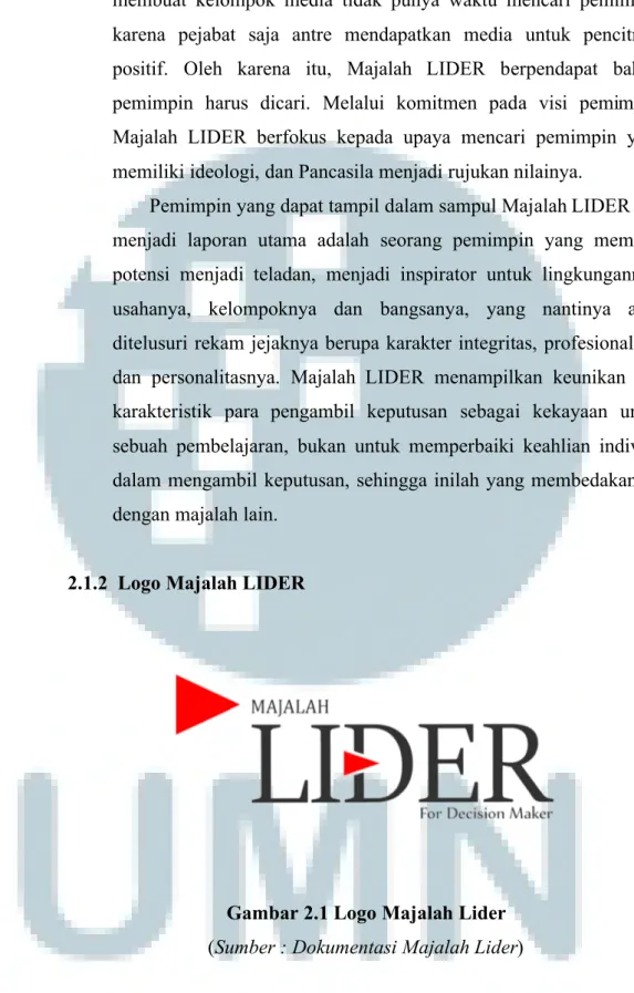 Gambar 2.1 Logo Majalah Lider  (Sumber : Dokumentasi Majalah Lider) 