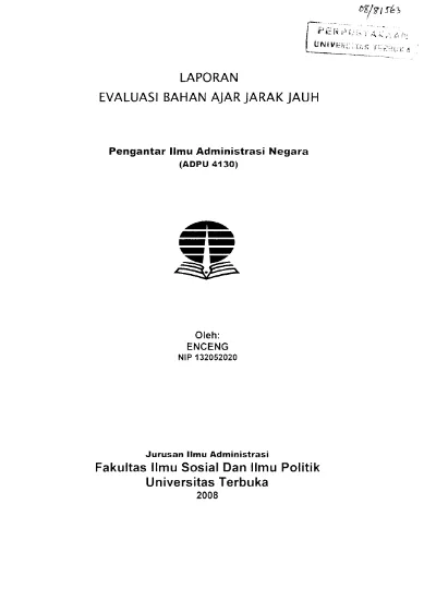 Pengantar Ilmu Administrasi Negara (ADPU 4130) Laporan Evaluasi Bahan ...