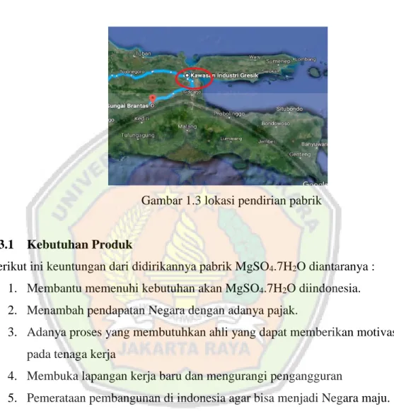 Gambar 1.3 lokasi pendirian pabrik 