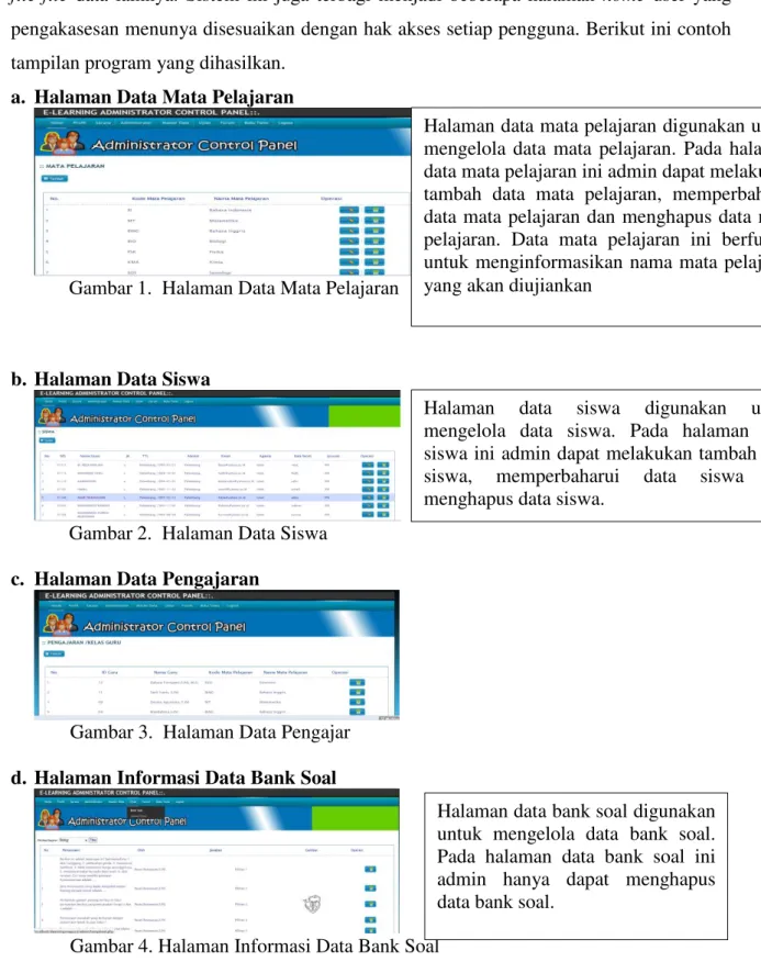 Gambar 2.  Halaman Data Siswa  c.   Halaman Data Pengajaran 