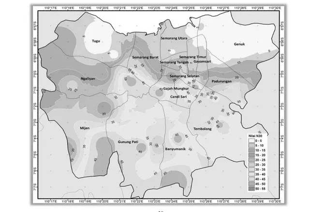 Gambar 4. Peta Nilai N 30  untuk Kota Semarang 2 