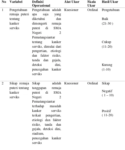 Tabel 3.1. Variabel, Definisi Operasional, Alat Ukur, Skala Ukur, danHasil ukur