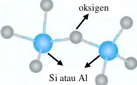 Gambar 2.1 Kerangka yang Tersusun dari Unit-Unit Tetrahedral  [AlO  4]5- dan [SiO4]4- yang Saling Dihubungkan dengan Atom Oksigen 