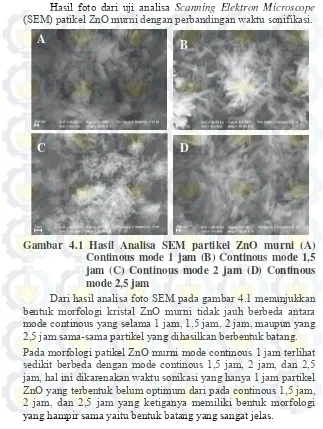 Gambar 4.1 Hasil Analisa SEM partikel ZnO murni (A) 