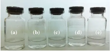 Gambar 4. 1 Tinta Konduktif Setelah Penambahan Etilen Glikol (a) 0%, (b) 10%, (c) 20%, (d) 30% dan (e) 40%