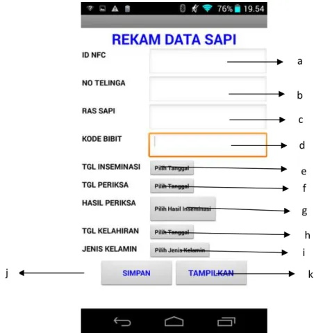 Gambar 2. Implementasi Halaman Rekam Data Sapi 