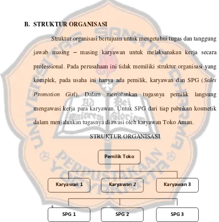 Gambar IV.1 Struktur organisasi Toko Kosmetik Aman 