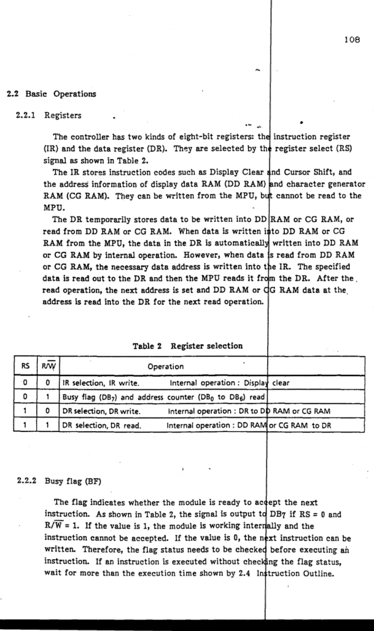 Table  2  Register selection 