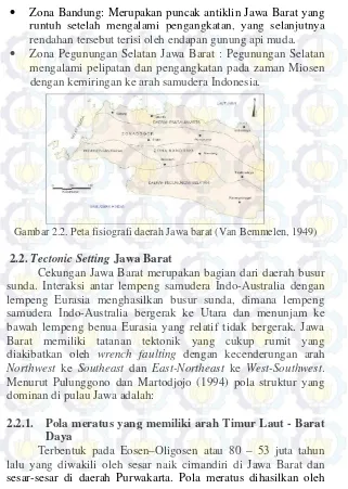 Gambar 2.2. Peta fisiografi daerah Jawa barat (Van Bemmelen, 1949) 