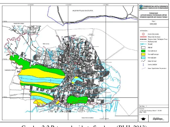Gambar 2.2 Peta geologi kota Surabaya (BLH, 2013) 