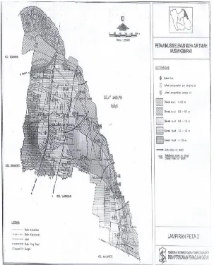 Gambar 2.3 Peta elevasi muka air tanah musim kemarau kota Surabaya (ITS & BAPEDDA, 1999) 