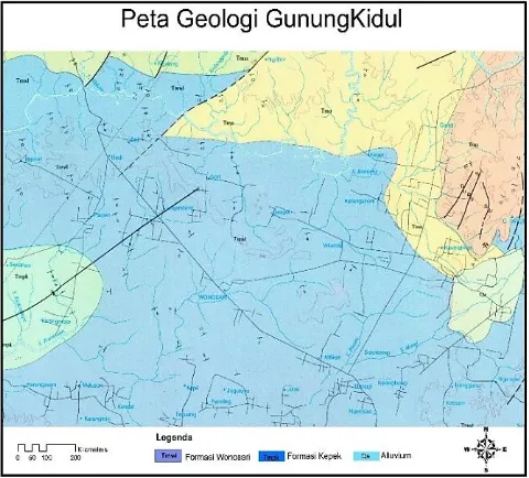Gambar 2.2 Lembar Peta Geologi Gunungkidul (Surono et al.,1992) 