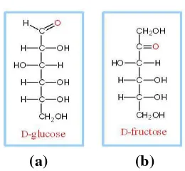 Gambar IV.3 (a) Rumus struktur D-Glukosa; (b) Rumus struktur 