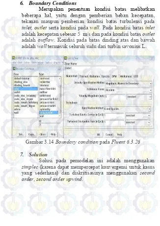 Gambar 3.14 Boundary condition pada Fluent 6.3.26 