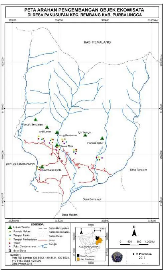 Gambar 1. Peta Arahan Pengembangan Objek Ekowisata di Desa Panusupan Kecamatan Rembang Kabupaten Purbalingga