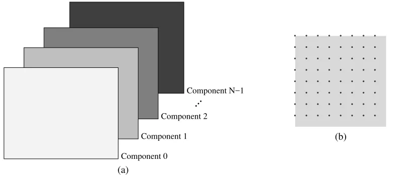 Figure 3.2: Image model. (a) An image with N components. (b) Individual component.