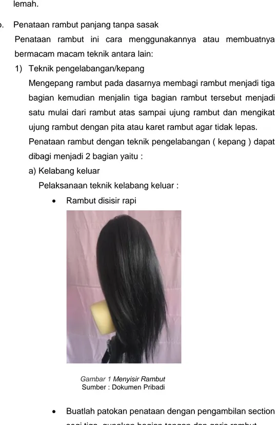 Gambar 1 Menyisir Rambut   Sumber : Dokumen Pribadi 