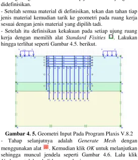 Gambar 4. 5. Geometri Input Pada Program Plaxis V.8.2 