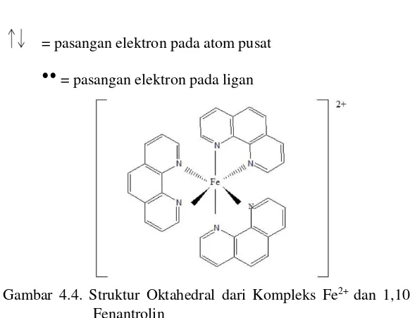 Gambar 4.4. Struktur Oktahedral dari Kompleks Fe2+ dan 1,10-