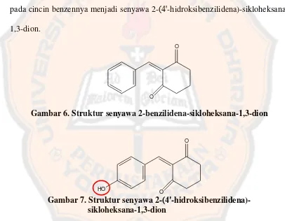 Gambar 6. Struktur senyawa 2-benzilidena-sikloheksana-1,3-dion 