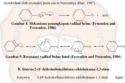 Gambar 9. Resonansi radikal bebas fenol (Fessenden and Fessenden, 1986) 