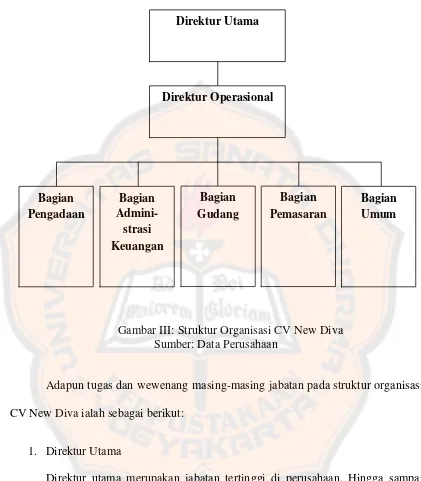 Gambar III: Struktur Organisasi CV New Diva 