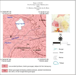 Gambar 2.1 Peta geologi daerah penelitian Ponorogo, Jawa Timur. 