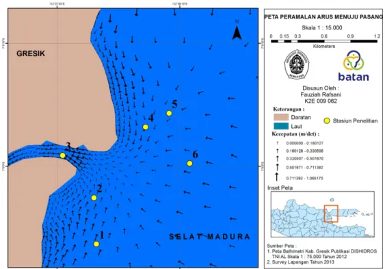 Gambar 2. Peta Pola Arus Pada Saat Pasang di Perairan Gresik 