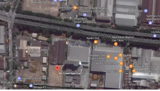 Gambar 1.1 Peta Lokasi Proyek Pembangunan Hotel dan   Apartemen My Tower Surabaya 