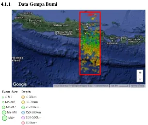 Gambar 4.1 Persebaran Gempa Bumi pada Daerah Penelitian (Sumber : Website IRIS http://ds.iris.edu/wilber3/find_event )