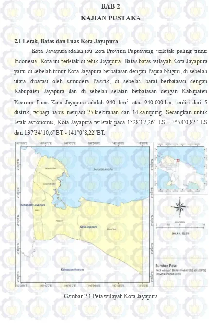 Gambar 2.1 Peta wilayah Kota Jayapura 