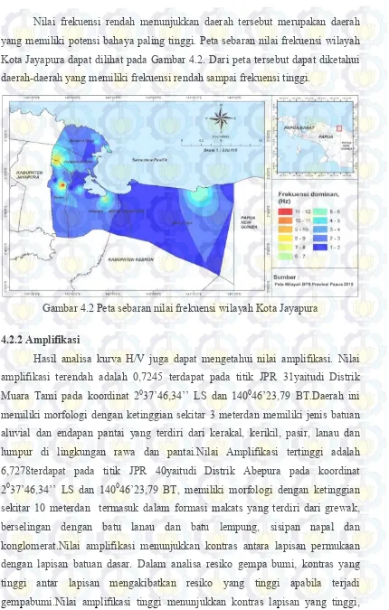 Gambar 4.2 Peta sebaran nilai frekuensi wilayah Kota Jayapura 